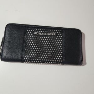 Michael Kors Black Studded Zip Wallet